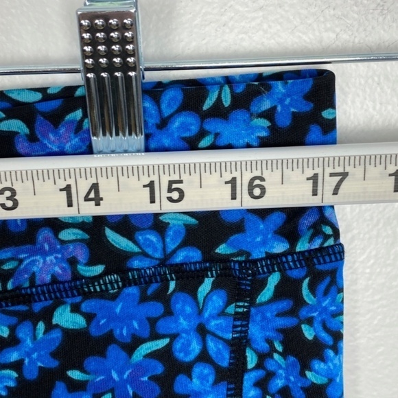 Pop Fit Leggings NWOT Womens Med Blue Black Floral Side Pockets Super Stretchy - Picture 6 of 9